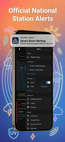 Weather Alerts — multiple saved locations on phone
